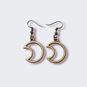Moon Crescent Moon Dangle Bronze Earrings for Women